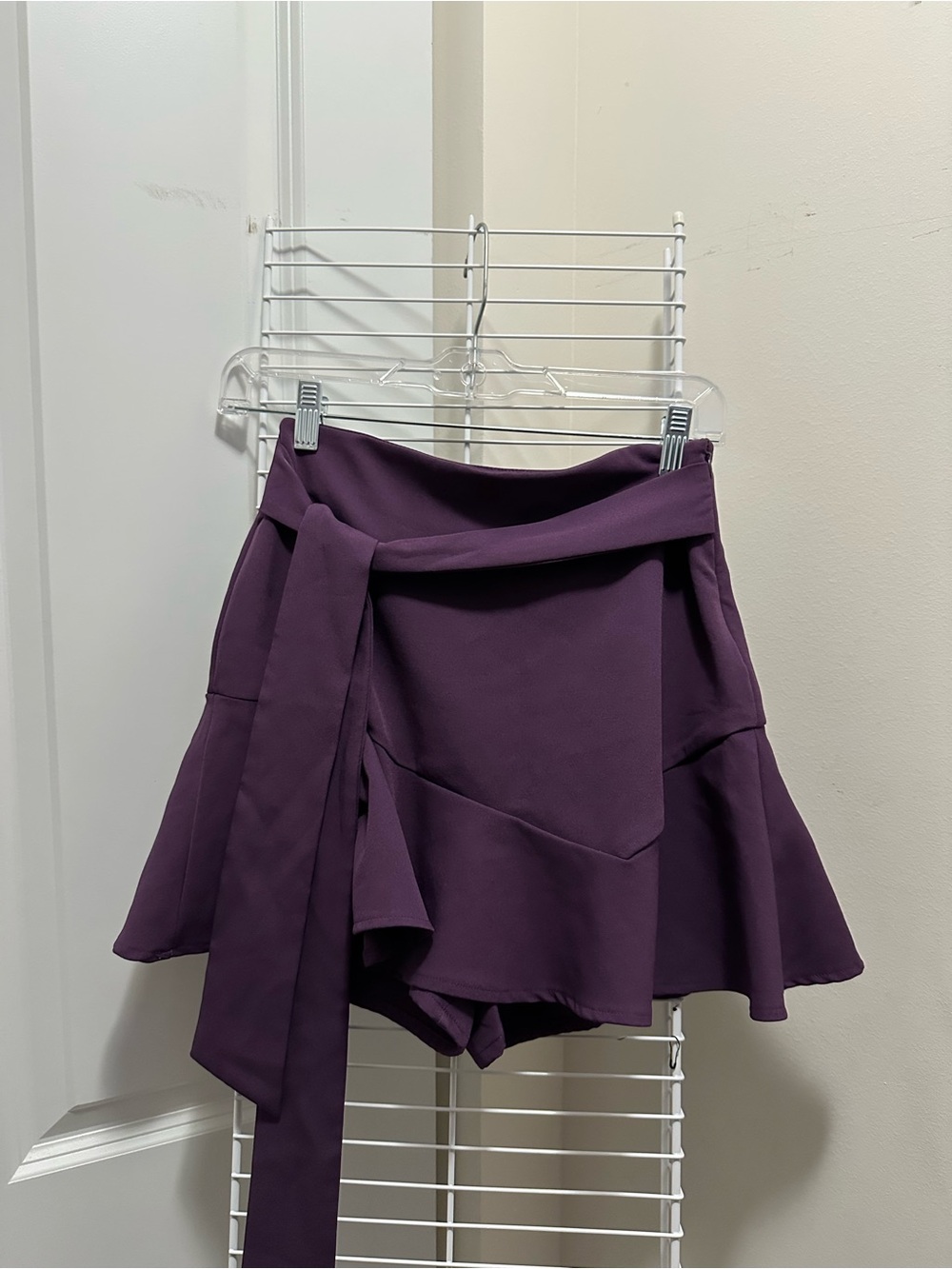 Women’s High-Waist Purple Skirt with Waist Tie